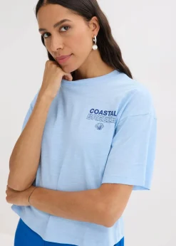 bonprix Shirts & Tops|Nachhaltigere Materialien^Oversize-Shirt aus reiner Bio-Baumwolle hellblau bedruckt