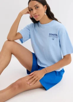 bonprix Shirts & Tops|Nachhaltigere Materialien^Oversize-Shirt aus reiner Bio-Baumwolle hellblau bedruckt