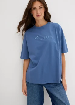 bonprix Nachhaltigere Materialien|Shirts & Tops^Oversize-Shirt aus reiner Bio-Baumwolle jeansblau used