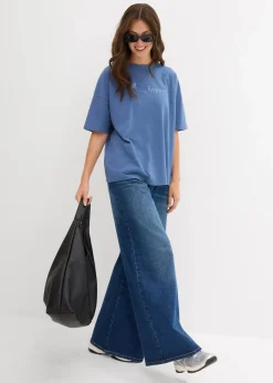 bonprix Nachhaltigere Materialien|Shirts & Tops^Oversize-Shirt aus reiner Bio-Baumwolle jeansblau used