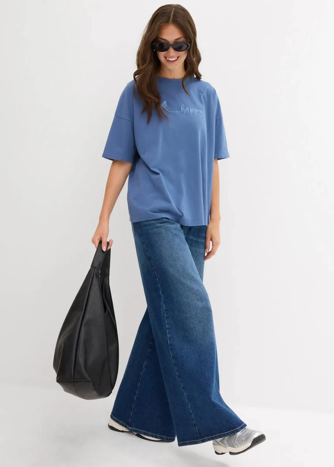 bonprix Nachhaltigere Materialien|Shirts & Tops^Oversize-Shirt aus reiner Bio-Baumwolle jeansblau used