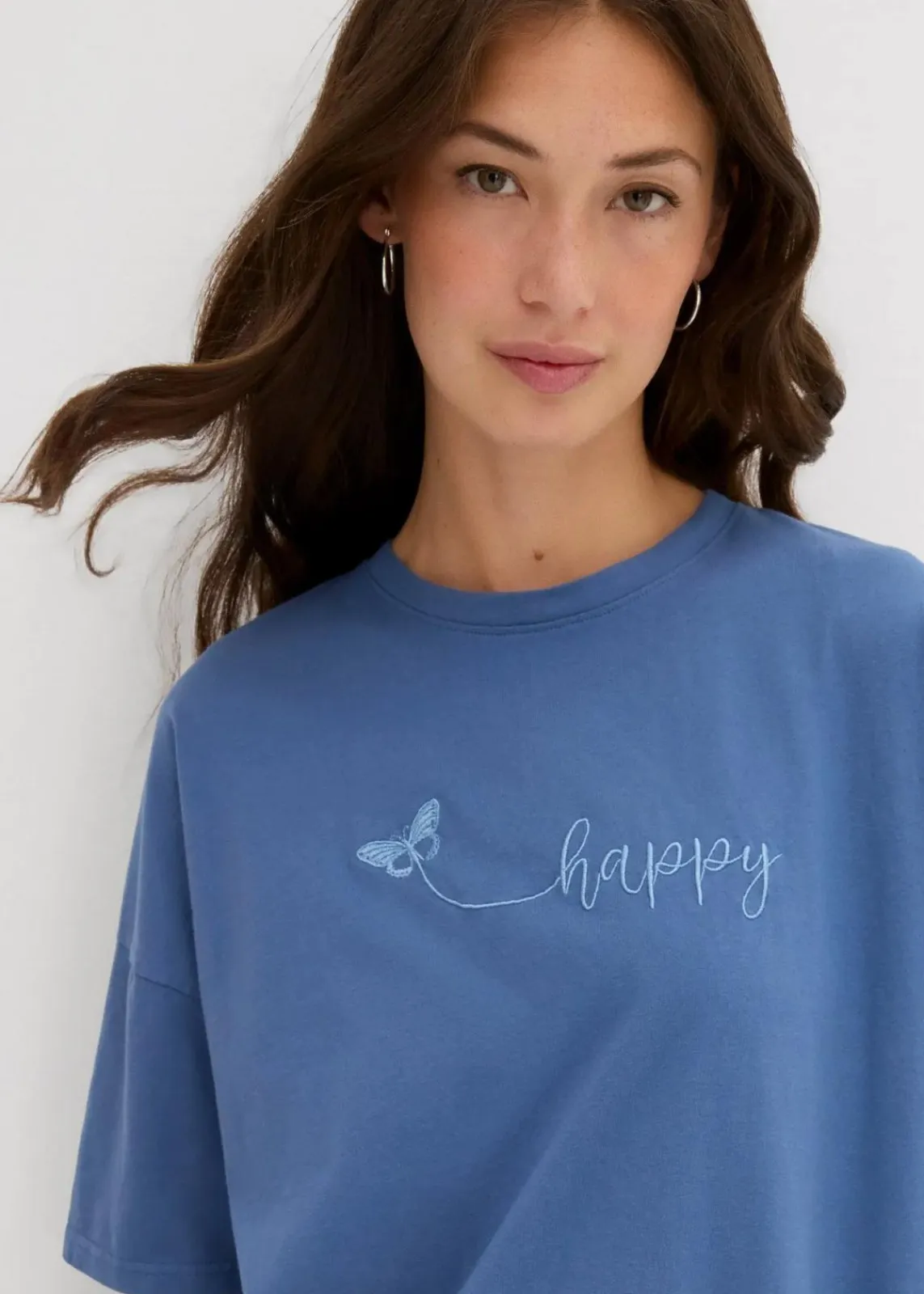 bonprix Nachhaltigere Materialien|Shirts & Tops^Oversize-Shirt aus reiner Bio-Baumwolle jeansblau used