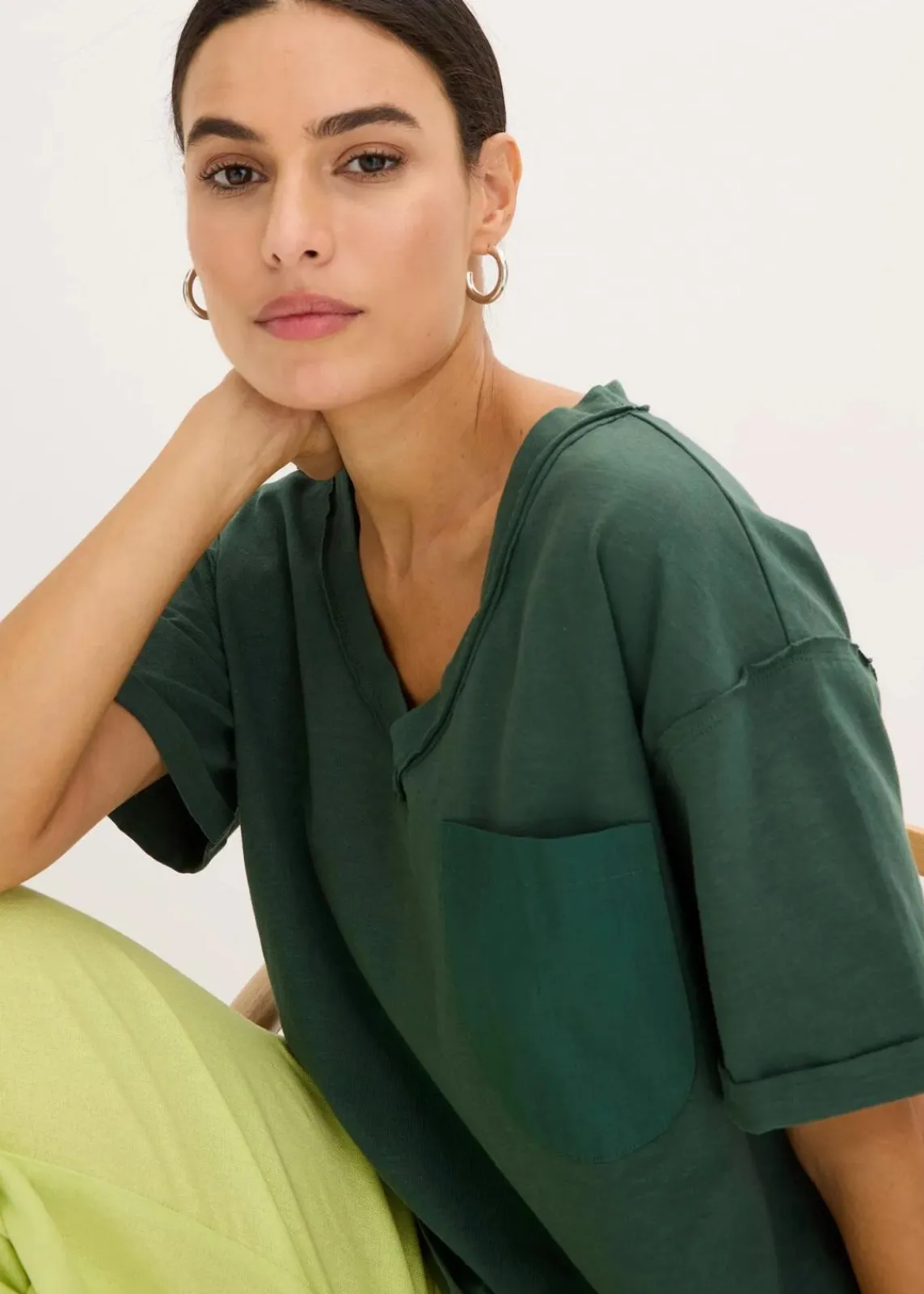 bonprix Shirts & Tops^Oversize-Shirt aus reiner Baumwolle schattengrün