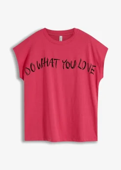 bonprix Shirts & Tops|Nachhaltigere Materialien^Oversize-Shirt aus reiner Bio-Baumwolle pinklady/schwarz bedruckt