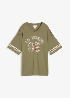 bonprix Shirts & Tops|Nachhaltigere Materialien^Oversize-Shirt aus reiner Bio-Baumwolle oliv leo