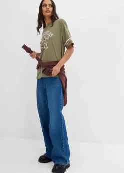 bonprix Shirts & Tops|Nachhaltigere Materialien^Oversize-Shirt aus reiner Bio-Baumwolle oliv leo