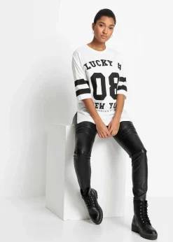 bonprix Shirts & Tops|Nachhaltigere Materialien^Oversize-Shirt aus reiner Bio-Baumwolle weiß/schwarz bedruckt