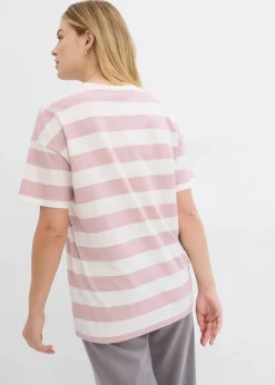 bonprix Basics|Shirts & Tops^Oversize-Shirt aus reiner Bio-Baumwolle mattrosa/wollweiß