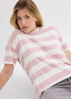 bonprix Basics|Shirts & Tops^Oversize-Shirt aus reiner Bio-Baumwolle mattrosa/wollweiß