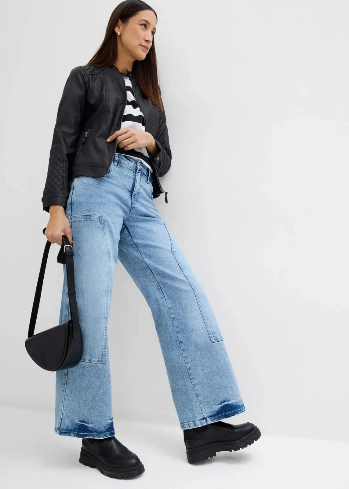 bonprix Nachhaltigere Materialien|Shirts & Tops^Oversize-Shirt aus reiner Bio-Baumwolle schwarz/weiß gestreift