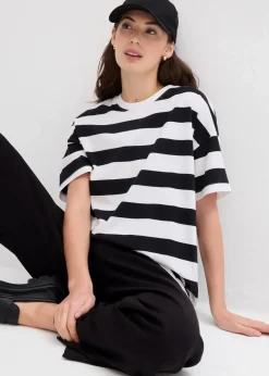 bonprix Nachhaltigere Materialien|Shirts & Tops^Oversize-Shirt aus reiner Bio-Baumwolle schwarz/weiß gestreift