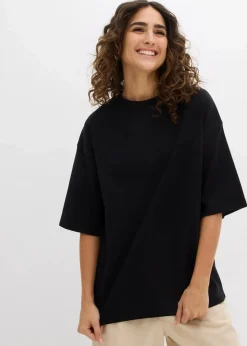 bonprix Nachhaltigere Materialien|Shirts & Tops^Oversize-Shirt aus reiner schwerer Bio-Baumwolle schwarz