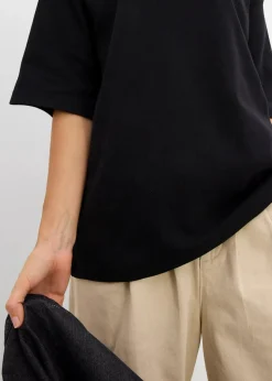 bonprix Nachhaltigere Materialien|Shirts & Tops^Oversize-Shirt aus reiner schwerer Bio-Baumwolle schwarz