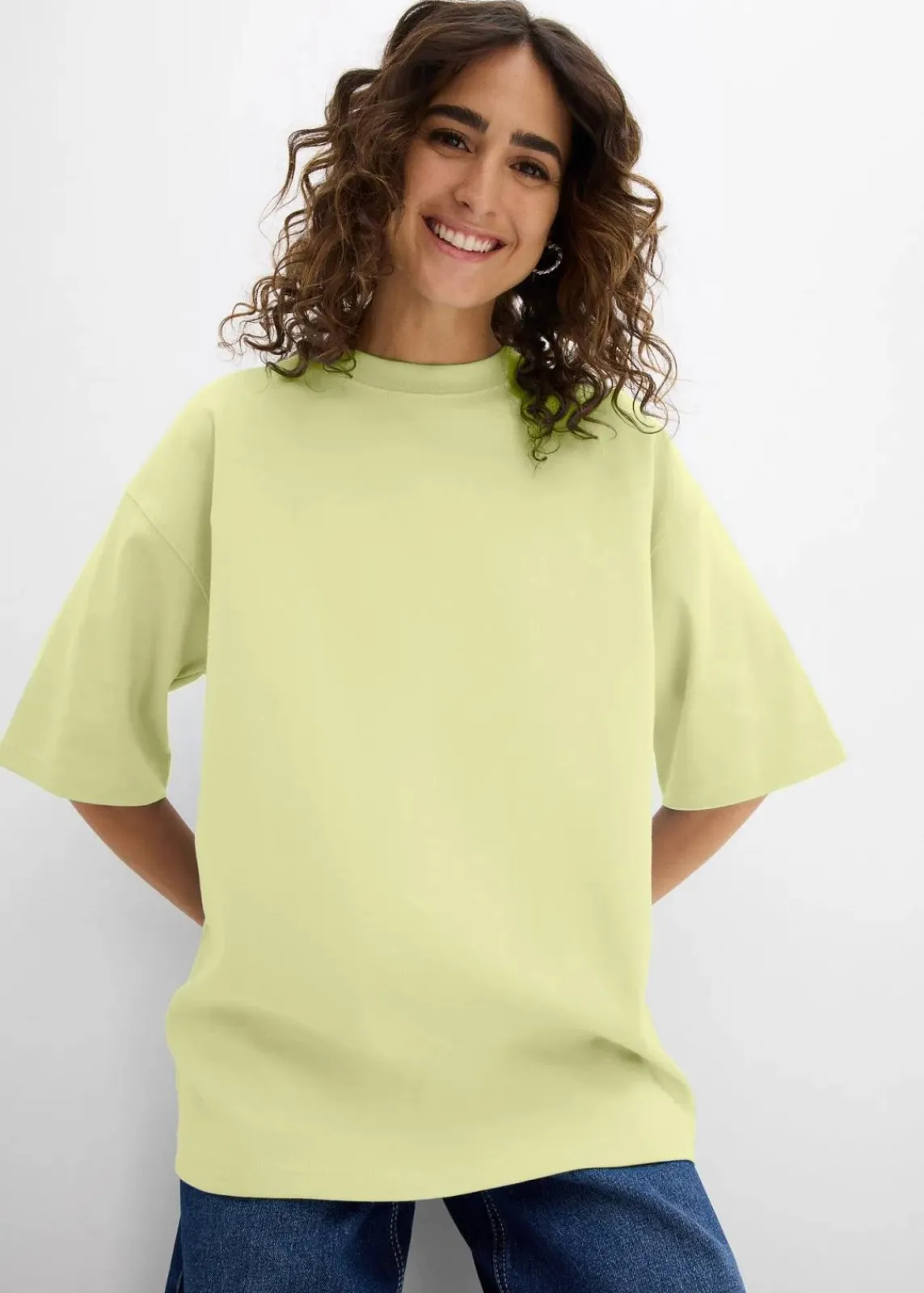 bonprix Nachhaltigere Materialien|Shirts & Tops^Oversize-Shirt aus reiner schwerer Bio-Baumwolle zitronensorbet
