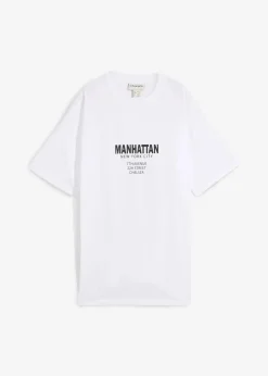 bonprix Nachhaltigere Materialien|Shirts & Tops^Oversize-Shirt aus reiner Bio-Baumwolle weiß bedruckt