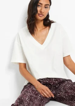 bonprix Nachhaltigere Materialien|Shirts & Tops^Oversize-Shirt aus reiner Bio-Baumwolle wollweiß