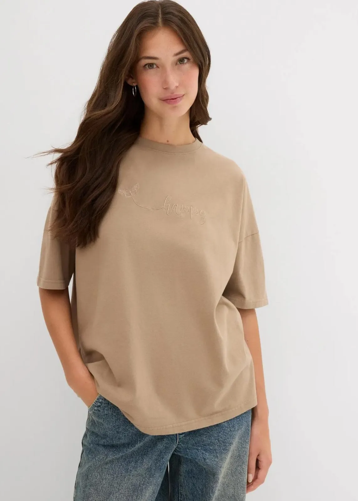 bonprix Shirts & Tops|Nachhaltigere Materialien^Oversize-Shirt aus reiner Bio-Baumwolle schilfbeige used