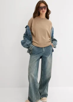 bonprix Shirts & Tops|Nachhaltigere Materialien^Oversize-Shirt aus reiner Bio-Baumwolle schilfbeige used