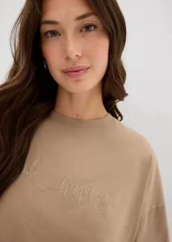 bonprix Shirts & Tops|Nachhaltigere Materialien^Oversize-Shirt aus reiner Bio-Baumwolle schilfbeige used
