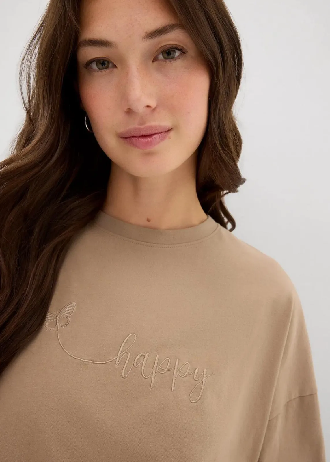 bonprix Shirts & Tops|Nachhaltigere Materialien^Oversize-Shirt aus reiner Bio-Baumwolle schilfbeige used
