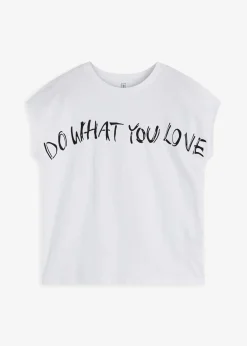 bonprix Shirts & Tops|Nachhaltigere Materialien^Oversize-Shirt aus reiner Bio-Baumwolle weiß Statement
