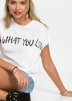 bonprix Shirts & Tops|Nachhaltigere Materialien^Oversize-Shirt aus reiner Bio-Baumwolle weiß Statement