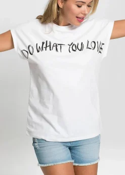 bonprix Shirts & Tops|Nachhaltigere Materialien^Oversize-Shirt aus reiner Bio-Baumwolle weiß Statement