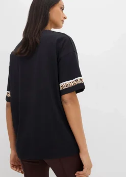 bonprix Nachhaltigere Materialien|Shirts & Tops^Oversize-Shirt aus reiner Bio-Baumwolle schwarz leo
