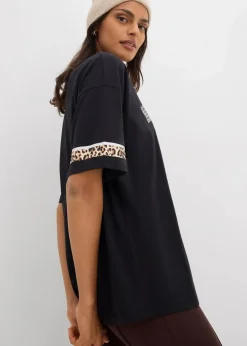 bonprix Nachhaltigere Materialien|Shirts & Tops^Oversize-Shirt aus reiner Bio-Baumwolle schwarz leo
