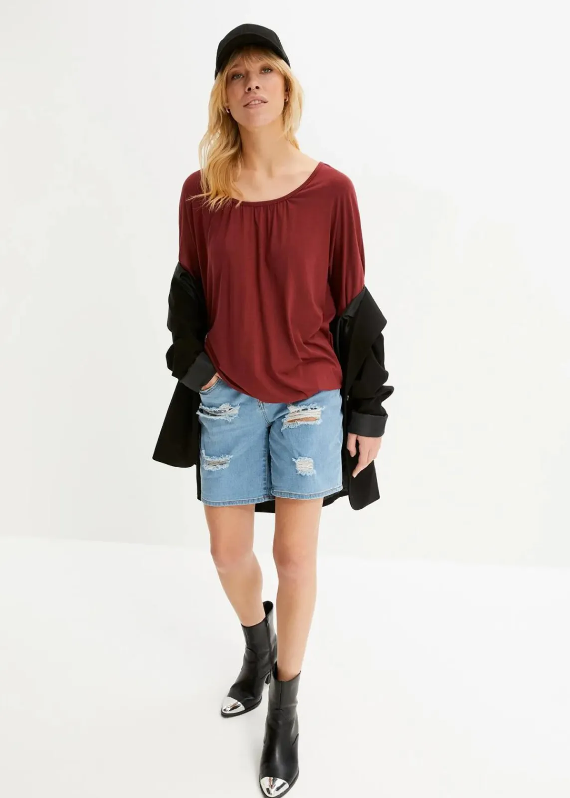 bonprix Shirts & Tops^Oversize-Shirt aus Viskose-Mix bordeaux