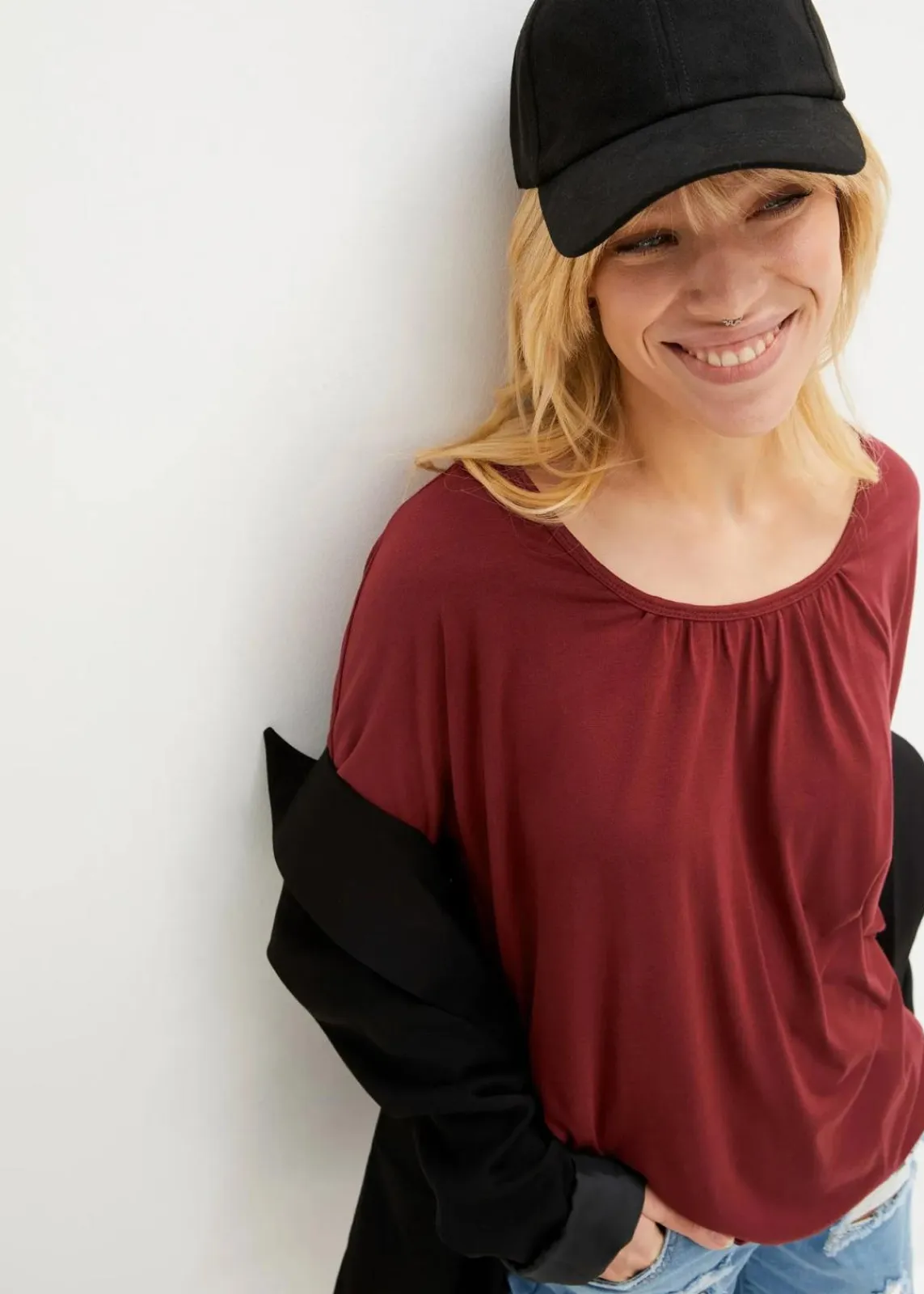 bonprix Shirts & Tops^Oversize-Shirt aus Viskose-Mix bordeaux