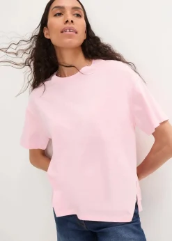 bonprix Nachhaltigere Materialien|Shirts & Tops^Oversize-Shirt mit Druck puderrosa