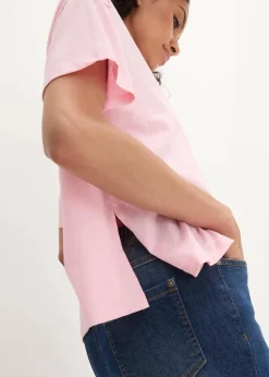 bonprix Nachhaltigere Materialien|Shirts & Tops^Oversize-Shirt mit Druck puderrosa