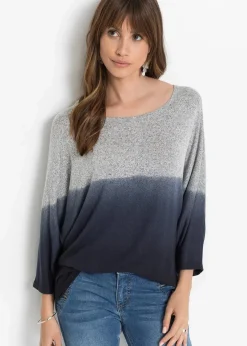 bonprix Shirts & Tops^Oversize-Shirt mit Farbverlauf grau/dunkelblau meliert