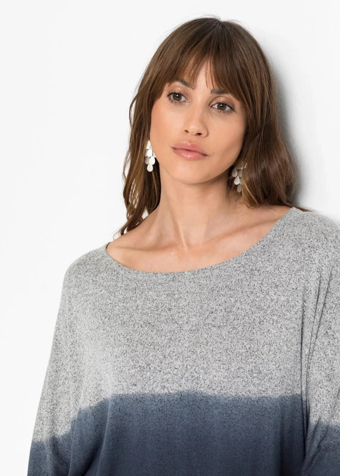 bonprix Shirts & Tops^Oversize-Shirt mit Farbverlauf grau/dunkelblau meliert