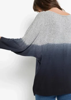 bonprix Shirts & Tops^Oversize-Shirt mit Farbverlauf grau/dunkelblau meliert