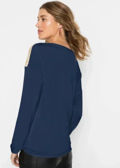 BODYFLIRT boutique Shirts & Tops^Oversize-Shirt mit Weihnachtsmotiv und schönen Pailletten dunkelblau