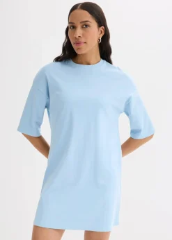 bonprix Nachhaltigere Materialien|Kleider^Oversize-Shirtkleid aus schwerer Bio-Baumwolle hellblau