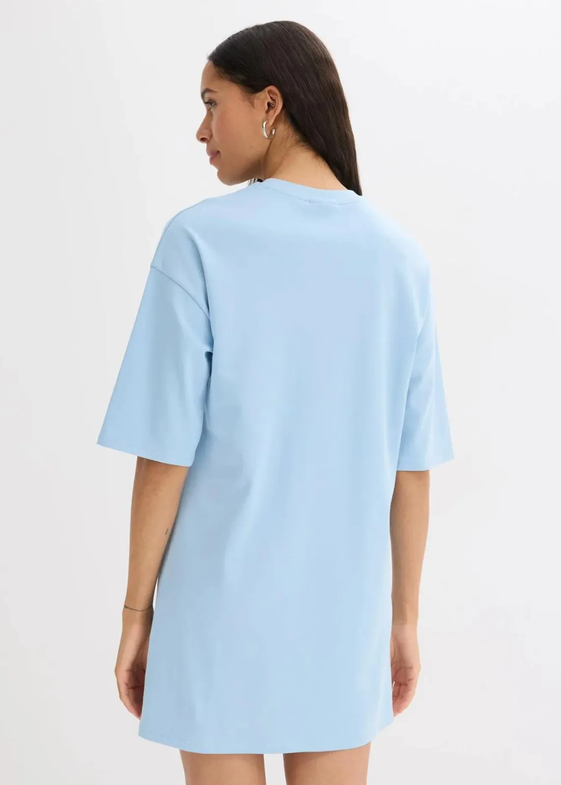 bonprix Nachhaltigere Materialien|Kleider^Oversize-Shirtkleid aus schwerer Bio-Baumwolle hellblau