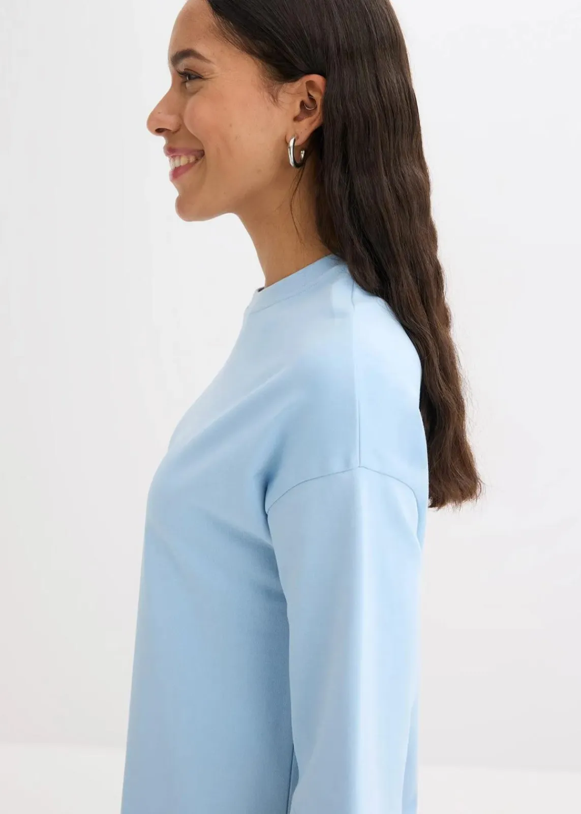 bonprix Nachhaltigere Materialien|Kleider^Oversize-Shirtkleid aus schwerer Bio-Baumwolle hellblau