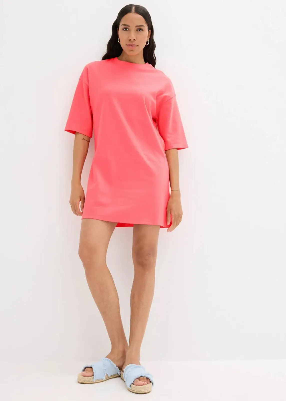 bonprix Bekleidung·Röcke|Bekleidung·Pullover & Strickjacken^Oversize-Shirtkleid aus schwerer Bio-Baumwolle helllachs