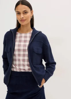 bonprix Bekleidung·Umstandsmode|Pullover & Strickjacken^Oversize-Strickjacke dunkelblau