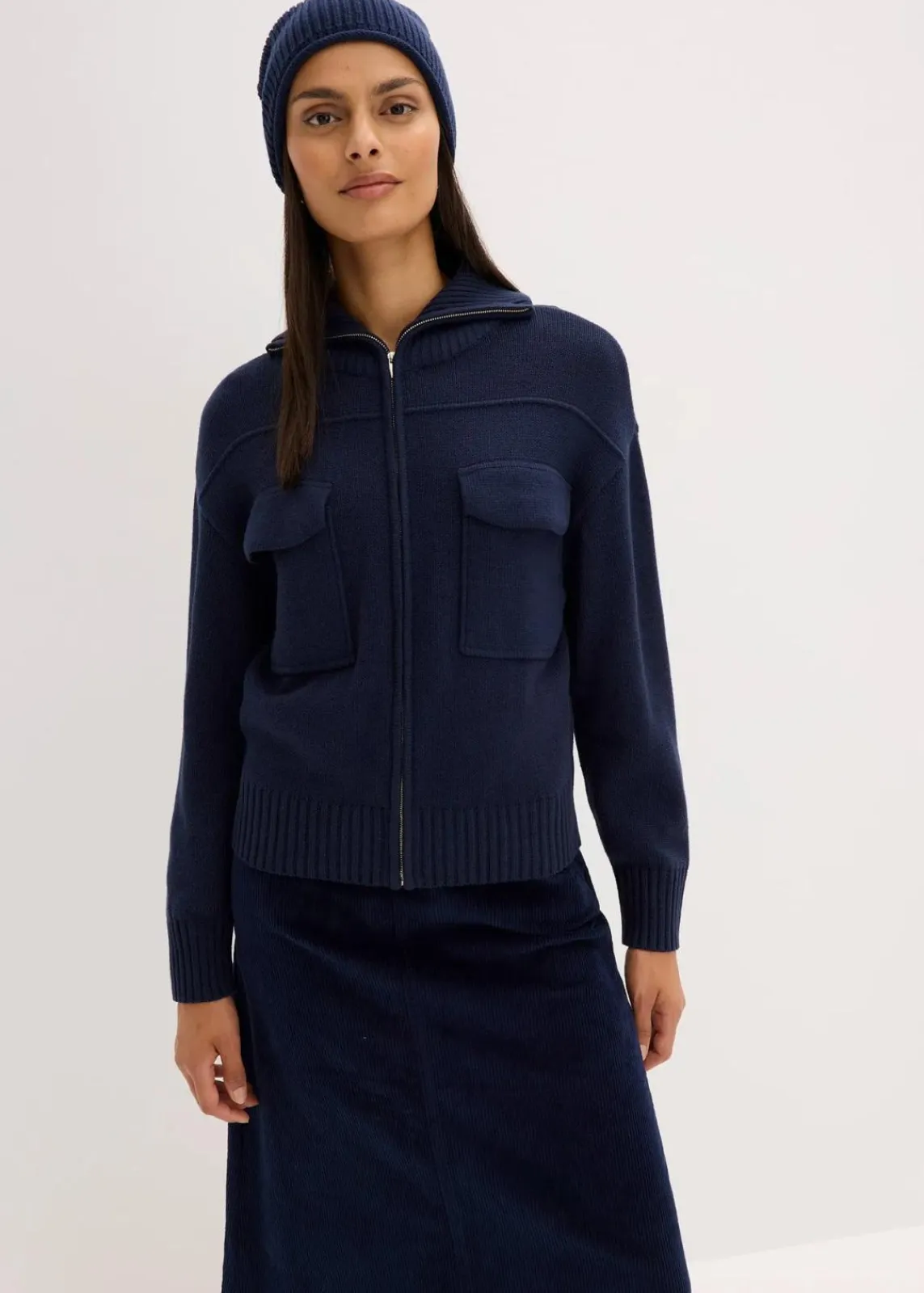 bonprix Bekleidung·Umstandsmode|Pullover & Strickjacken^Oversize-Strickjacke dunkelblau
