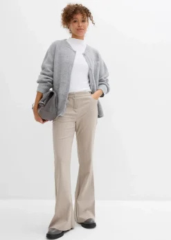 bonprix Bekleidung·Umstandsmode|Nachhaltigere Materialien^Oversize-Strickjacke hellgrau meliert/weiß
