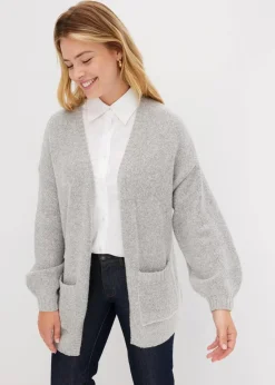 bonprix Bekleidung·Jeans|Pullover & Strickjacken^Oversize-Strickjacke hellgrau meliert