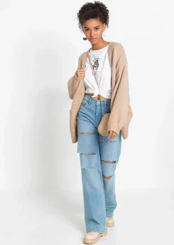 bonprix Strickmode|Pullover & Strickjacken^Oversize-Strickjacke new beige meliert