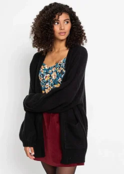 bonprix Strickmode|Pullover & Strickjacken^Oversize-Strickjacke schwarz