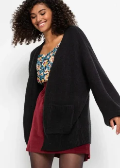 bonprix Strickmode|Pullover & Strickjacken^Oversize-Strickjacke schwarz