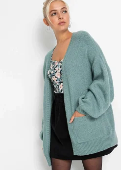 bonprix Strickmode|Pullover & Strickjacken^Oversize-Strickjacke rauchsalbei meliert