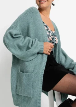 bonprix Strickmode|Pullover & Strickjacken^Oversize-Strickjacke rauchsalbei meliert